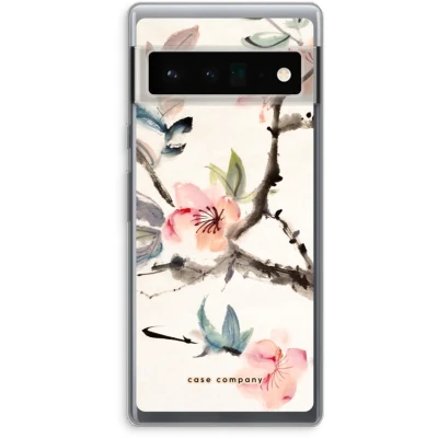 Afbeelding van Case Company® hoesje geschikt voor Google Pixel 6 Pro Japanse bloemen Soft Cover Telefoonhoesje Bescherming aan alle Kanten en Schermrand