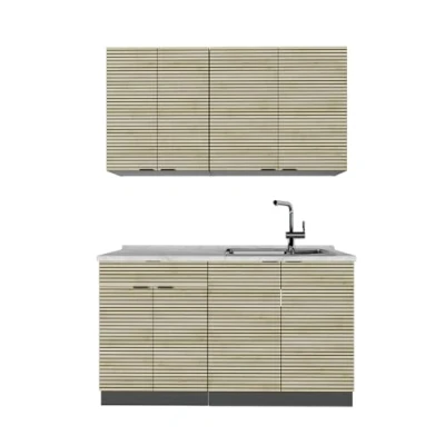 Afbeelding van Vicco Fame Line Eenpersoonskeuken 140 cm zonder werkblad Eiken paneel/antraciet