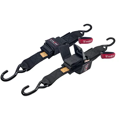 Afbeelding van MAGMA 2 bevestigingsriemen met gesp en haken, trekhaak voor aanhanger, motorfiets, boot, quad, mountainbike, lengte verstelbaar, breukkracht 700 kg/eenheid