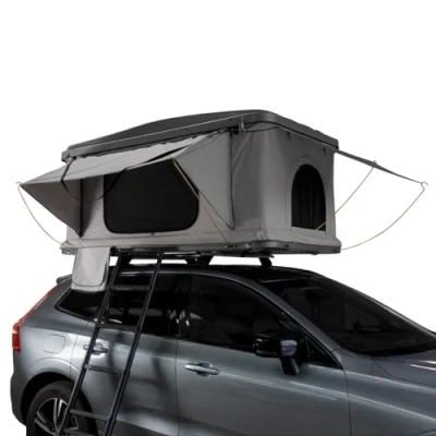 Afbeelding van Autodaktent Groot Hard Shell Box Gasondersteund Pop up Stapelbed 2 3 Personen 3000mm Waterdicht Kamperen Telescopische Ladder 5,5 cm Dik Matras Bootzakken Anti condensatie GRATIS Zonnelamp Grijs
