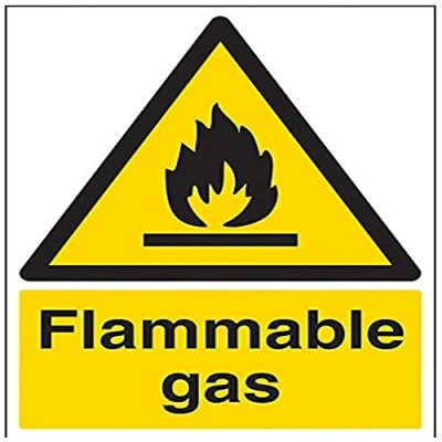 Afbeelding van VSafety gaswaarschuwingsbord brandbaar staand formaat 300 mm x 400 vinyl zelfklevend