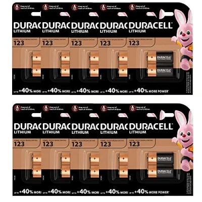 Afbeelding van Duracell CR123 lithiumbatterij 3 V (123, CR123A DL123A) 10 x 2 verpakkingen (20 batterijen).
