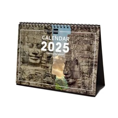 Afbeelding van Finocam Internationale bureaukalender 2025, 1 maand per pagina, januari 2025 december (12 maanden) reizen internationaal