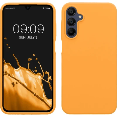 Afbeelding van kwmobile telefoonhoesje geschikt voor Samsung Galaxy A15 5G Hoesje met siliconen coating Smartphone case in fruitig oranje