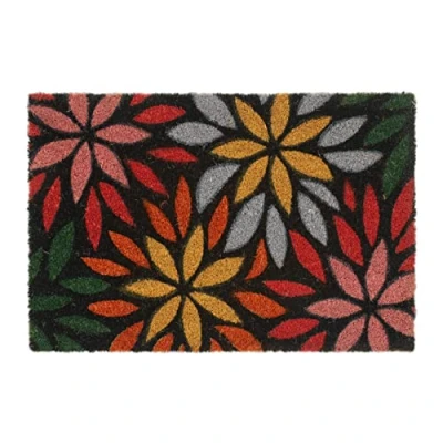 Afbeelding van Relaxdays deurmat bloemen kokosmat 40 x 60 cm antislip buitenmat kleurrijk