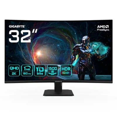 Afbeelding van Gigabyte GS32QCA 31,5&quot; Curved Gaming Monitor QHD 2560 x 1440, 180Hz, 1ms, 250cd/m², FreeSync, HDR Ready, HDMI 2.0, Displayport 1.4