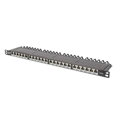 Image de DIGITUS DN 91624S SL EA Tableau de connexions CAT 6a STP RJ 45 X 24 noir, RAL 9005 0.5U 19&quot;