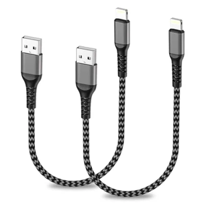 Afbeelding van iPhone kabel, kort, 30 cm, 2 stuks [MFi gecertificeerd], snellaadkabel voor 14/13/12/11/X, iPad Pro/Air/Mini, AirPods