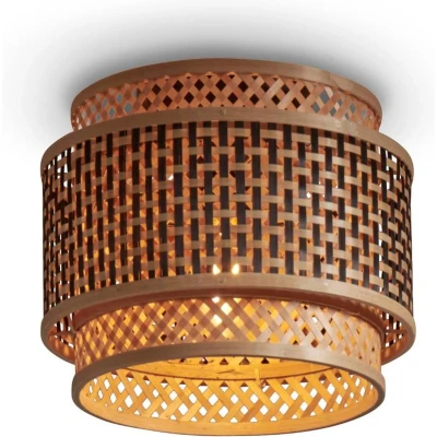 Afbeelding van GOOD&amp;MOJO Plafonniere Bhutan Bamboe/Zwart Ø25cm Bruin