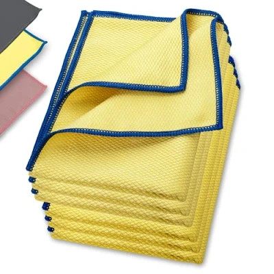 Afbeelding van Raamdoek streepvrij, premium microvezel glasdoek (6 stuks, 60 x 40 cm), glazen poetsdoeken voor binnen en buiten Geel