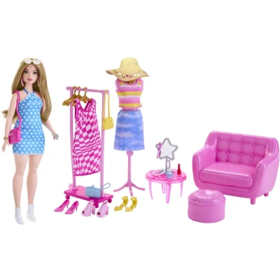 Afbeelding van Barbie Fashionista Pop met Kledingrek