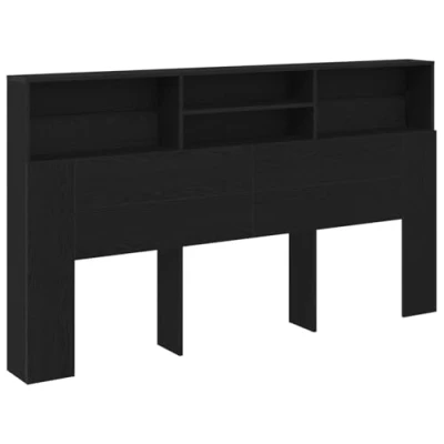 Afbeelding van vidaXL Hoofdbord Kast Zwart eiken Bewerkt hout 180 x 19 103.5 cm