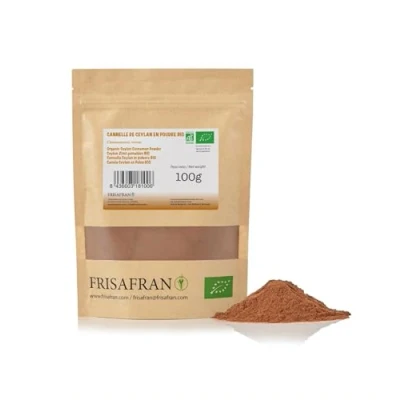 Afbeelding van FRISAFRAN Biologisch ceylon kaneel in poeder 100 g biologische gemalen glutenvrij veganistisch natuurlijke