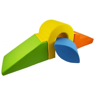Image de Set de blocs en mousse 4 éléments avec petit pont jaune vert bleu orange