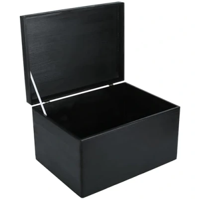 Afbeelding van Creative Deco XXL Houten Doos Opbergdoos Zwart 40 x 30 24 cm met Deksel voor Documenten, Kostbaarheden, Speelgoed en Gereedschap