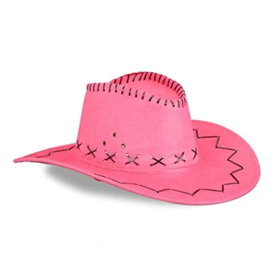 Afbeelding van 10 x cowboyhoed, westerse hoed, voor volwassenen, wilde weststijl, carnaval, roze