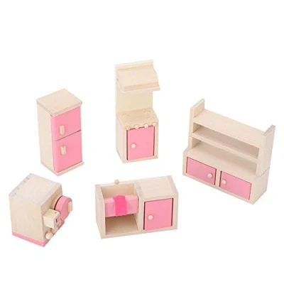 Afbeelding van Zerodis 1:12 mini poppenhuis, set, van hout, spannend, speelgoed, simulatie het leven, keuken, slaapkamer, badkamer, speelset, speelgoed voor 3 5 jaar, meisjes, jongens (kitchen)