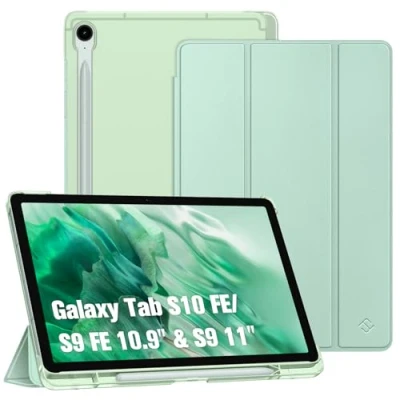 Afbeelding van Fintie Ultradunne beschermhoes voor Samsung Galaxy Tab S9 FE 10,9 inch / tablet 11 2023 met penhouder, doorschijnende achterkant en automatische slaap /waakfunctie, mint