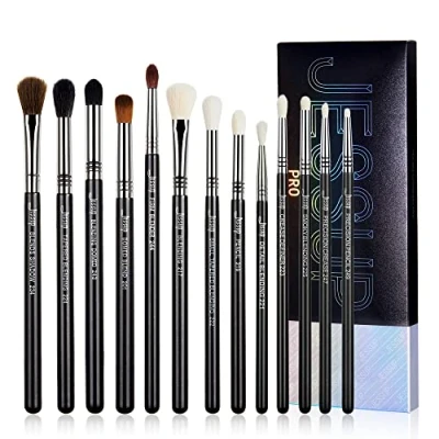 Afbeelding van Jessup Set van 13 professionele oogkwasten, oogmake upkwasten, make premium kwasten, smoky blender Precision Crease Definer Pencil zwart zilver