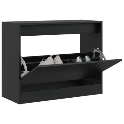Afbeelding van Schoenenkast 80x34x63 cm bewerkt hout zwart