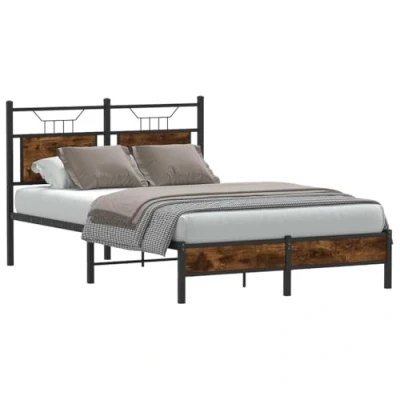 Afbeelding van Bedframe bewerkt hout gerookt eikenkleurig 120x200 cm