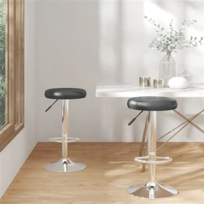 Afbeelding van Barstoelen 2 st kunstleer zwart