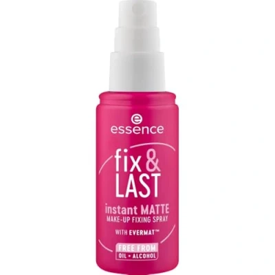 Afbeelding van essence fix &amp; last Instant make up spray, mat, transparant, matterend, fixerend, veganistisch, olievrij, parfumvrij, alcoholvrij, per stuk verpakt (50 ml)