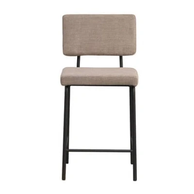 Afbeelding van Bronx71® Scandinavische barkruk Espen taupe gerecyclede stof 64 77 cm Barkrukken set van 2