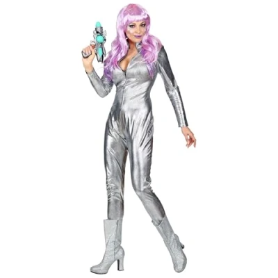 Afbeelding van Widmann Science Fiction &amp; Space Kostuum Girl Barbarella Ruimte Vrouw Zilver Large / XL Carnavalskleding Verkleedkleding