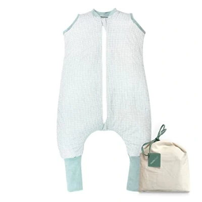 Afbeelding van molis&amp;co slaapzak met voeten en sokken, 1,0 TOG, ideaal voor de herfst lente, 100% katoen, lagune, 1 jaar