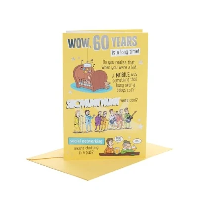Afbeelding van UK Greetings 60 jaar verjaardagskaart voor hem/vriend grappig motief, meerkleurig, 149 mm x 229