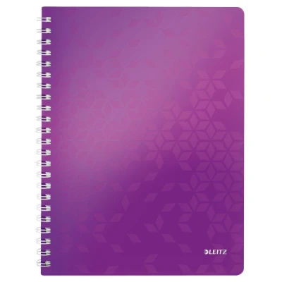 Image de Leitz wow cahier 160 pages à spirale quadrillé 5x5 (petits carreaux) a4 (21 x 297 cm) violet métallisé 46380062