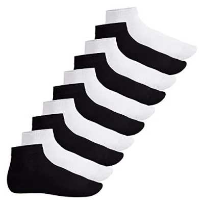 Afbeelding van Footstar sokken voor heren en dames met korte schacht (10 paar) Quarter van katoen Sneak it, mix zwart/wit (5x zwart + 5x wit), 39 42 EU