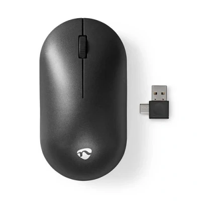 Image de Nedis Souris droitiers et gauchers 3 boutons sans fil récepteur USB/USB C noir Pour la vente au détail boîte cadeau avec eurolock