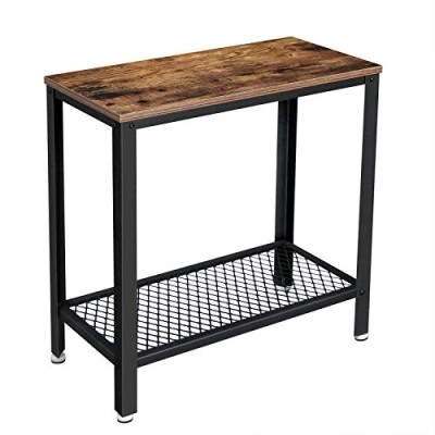 Afbeelding van Vasagle Bijzettafel Lang 1 Plank Nachtkastje Industrieel Rustiek Bruin 60 x 30 cm