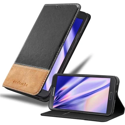 Afbeelding van Cadorabo Hoesje geschikt voor Samsung Galaxy NOTE 3 in ZWART BRUIN Beschermhoes met magnetische sluiting, standfunctie en kaartvakje Book Case Cover Etui