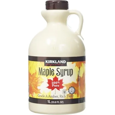 Afbeelding van Kirkland 100% Canadese esdoornsiroop graad A (donkere barnsteen) rijke smaak 1 liter (1,4 kg)