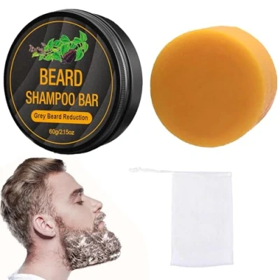 Afbeelding van Baardkleurborstel voor mannen, multiflorum shampoobar het verwijderen van wit grijze baard, baardverzorging geeft uiterlijk een dikkere en sterkere baard