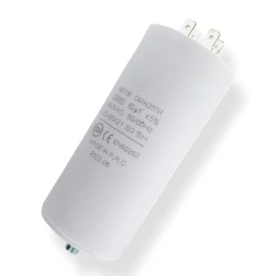 Afbeelding van DEKAROX Universele condensator 60 µF 450 V Ø 50 x 105 mm met AMP aansluitingen 6,3 bevestigingsschroef M8 CBB60 start en racecondensator voor huishoudelijke apparaten