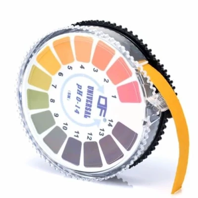 Afbeelding van 1 rol pH teststrips van 5 m per rol, meetbereik 0 tot 14, papier voor drinkwater, zonnebloemindicator, universeel papier, de zuurgraad het lichaam, waarde