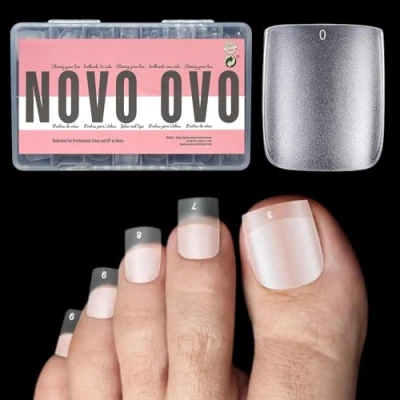 Afbeelding van NOVO OVO 360 stuks kunstnagels, vierkant, lang, transparant, extra groot, voor vrouwen en mannen, 15 maten, stuks, tot 12 pedicures