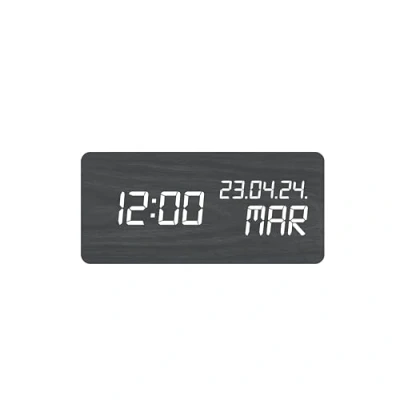 Afbeelding van Evoom Houten wekker thermometer hout zwart