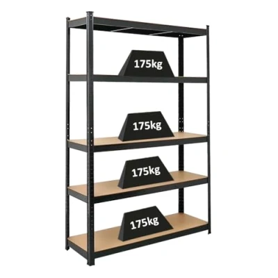 Afbeelding van PROREGAL Ragnar Rek voor zware lasten tot 875 kg totale belasting, afmetingen: 180 x 120 40 cm, zwart, kelderrek, steekrek, garagerek, opbergrek
