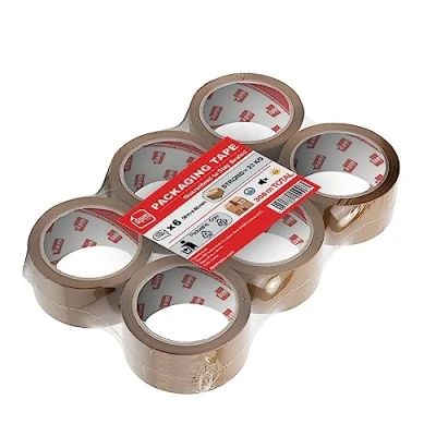 Afbeelding van Dpm tapes Packaging Tape, verpakkingstape, plakband, pakketten, verzendingen, verhuizingen, scheurvast, oplosmiddelvrij, sterk en stil, 50 m x 48 mm, bruin/Havana (6 rollen)
