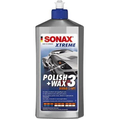 Afbeelding van SONAX XTREME Polish+wax 3 (500 ml) voor doffe, beschadigde en weerbestendige gelakte oppervlakken Ref: 02022000 810, blauw