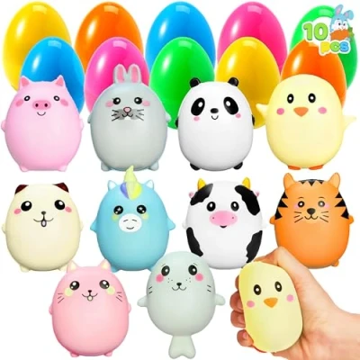 Afbeelding van 10 jumbo paaseieren gevuld met schattig dier squishy voor paaseieren, paaskorb vuller/vuller, vullend lekkernijen, feestgunst