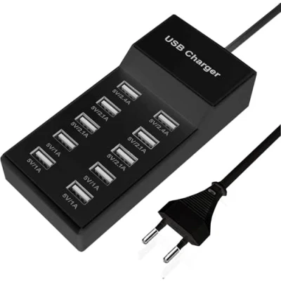 Afbeelding van Meervoudige USB oplader, 10 poorten, voeding, laadstation met meerdere 40 W, hub, compatibel iPhone 12/13/14/15/Xiaomi/Huawei/Oppo/OnePlus.
