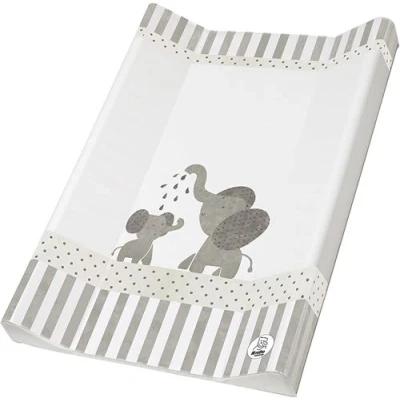 Image de Rotho Babydesign Matelas à Langer 2 Rebords, Dès la Naissance, Modern Elephants, Bella Bambina, White/Grey (Blanc/Gris), 50 x 70 cm, 200620001CG
