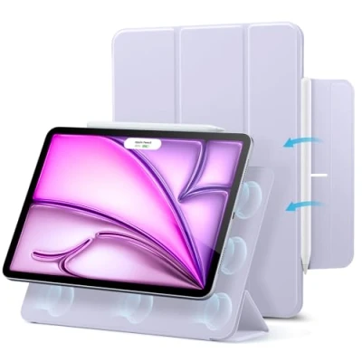 Afbeelding van ESR beschermhoes voor iPad Air 13 inch M2 (2024), Pro 12,9 (2022/2021), krachtige magnetische bevestiging, dunne met drie kleppen, pencil Pro/USB C, duurzame bescherming,