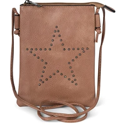 Afbeelding van styleBREAKER Mini schoudertas met studs in stervorm, schoudertas, handtas, dames, 02012235, Bruin